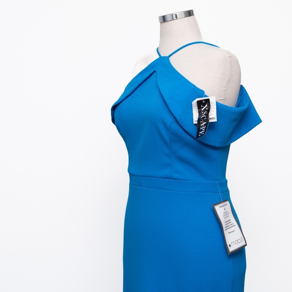 XSCAPE - Halter Neck Scuba Crepe Gown - Picture 10 of 11